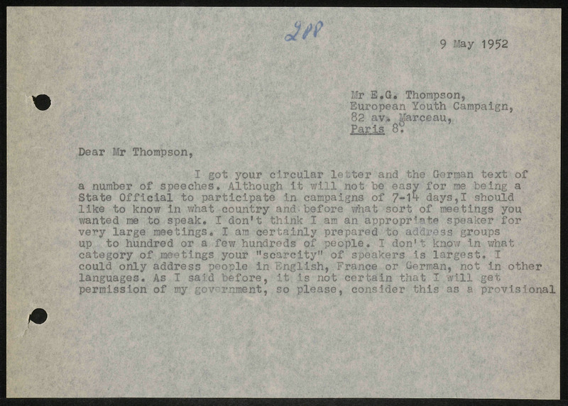 Letter to E.G. Thompson