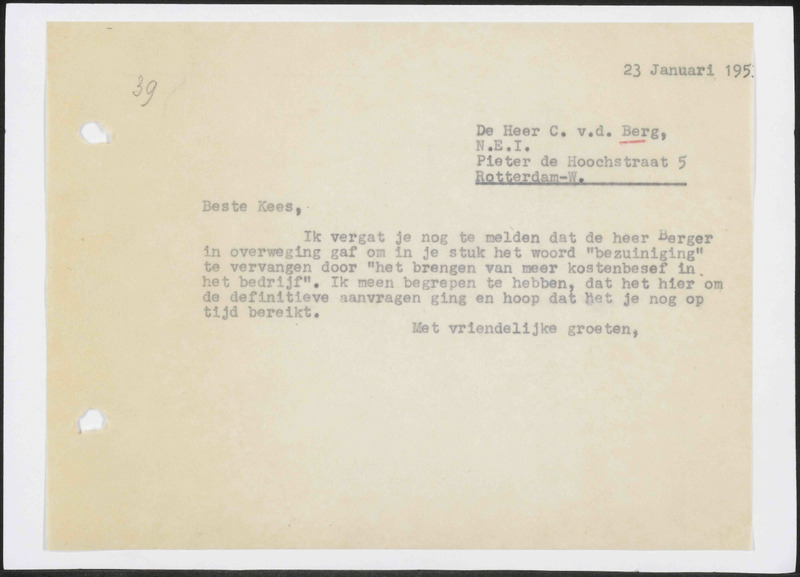 Letter to C. van den Berg