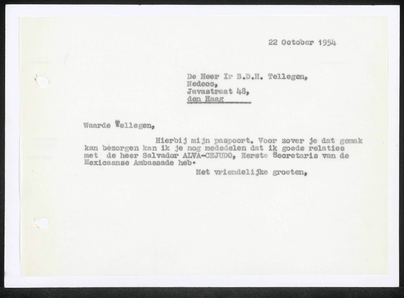 Letter to B.D.H. Tellegen