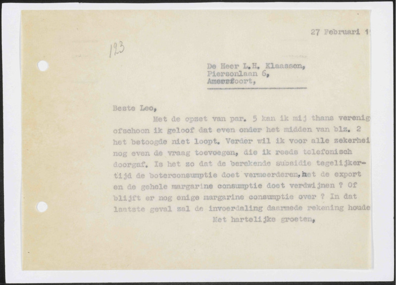 Letter to L.H. Klaassen