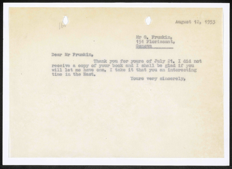 Letter to G. Frumkin