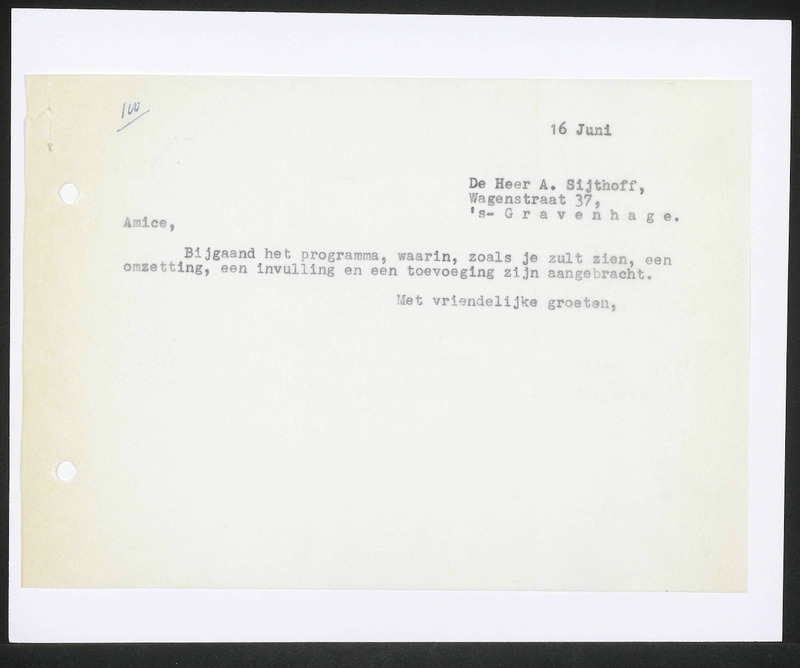 Letter to A. Sijthoff