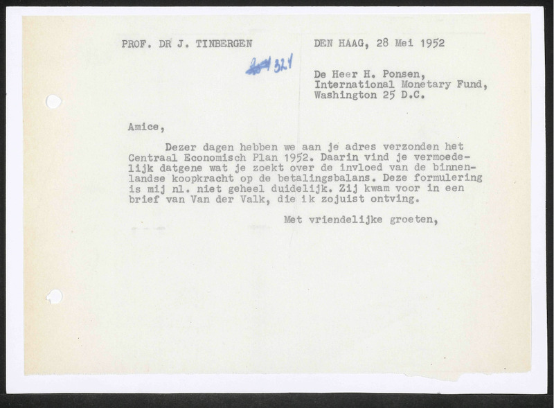 Letter to H. Ponsen