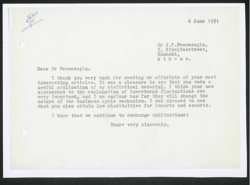 Letter to J.S. Pesmazoglu