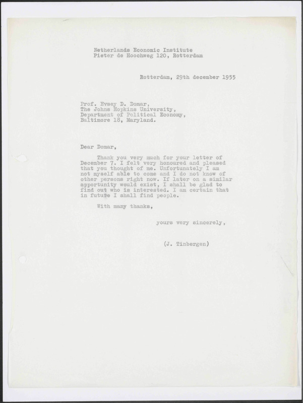 Letter to E.D. Domar