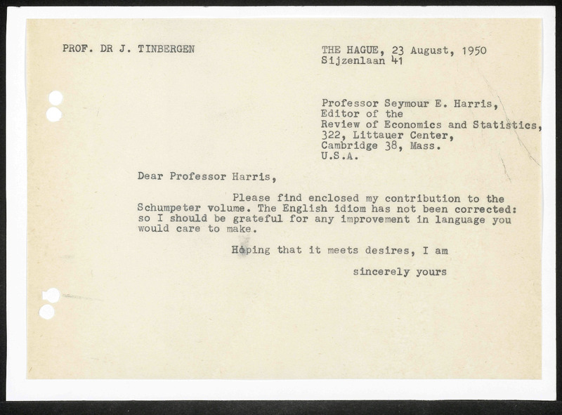 Letter to S.E. Harris