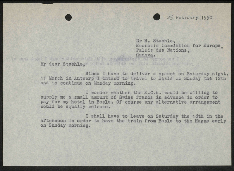 Letter to H. Staehle
