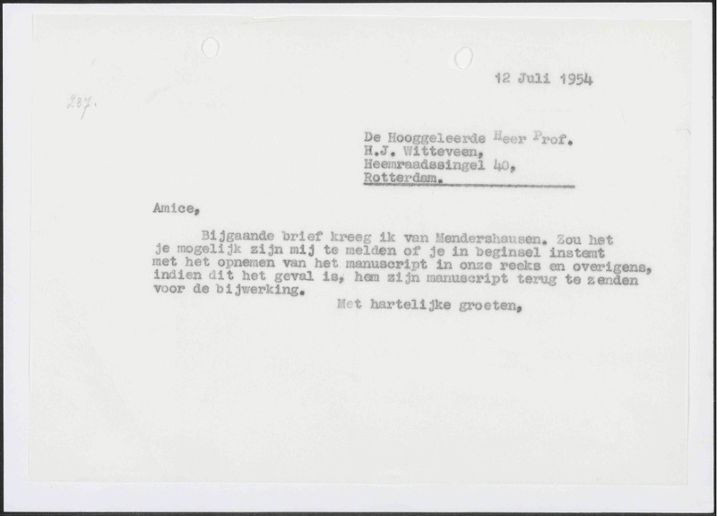 Letter to H.J. Witteveen