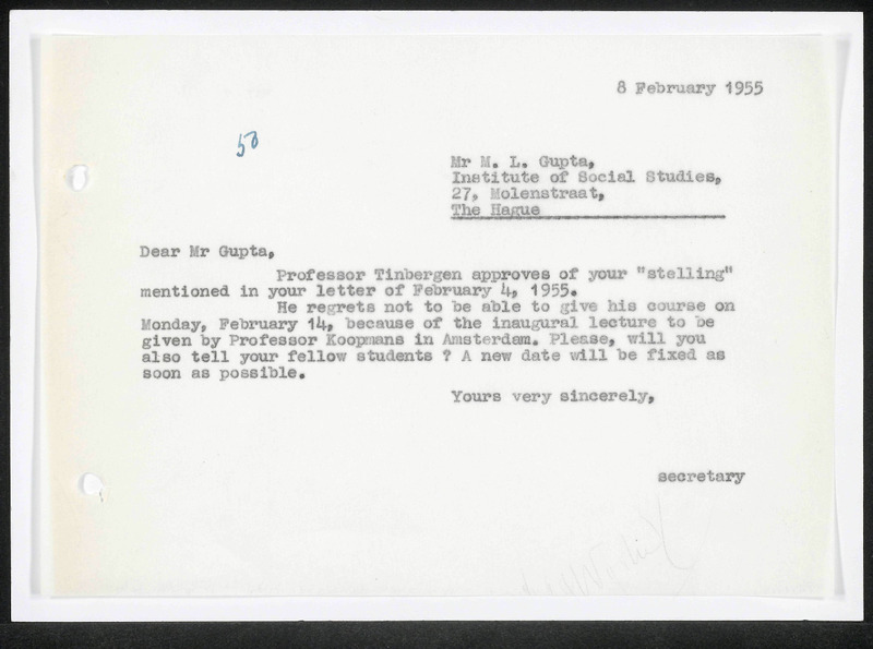 Letter to M.L. Gupta