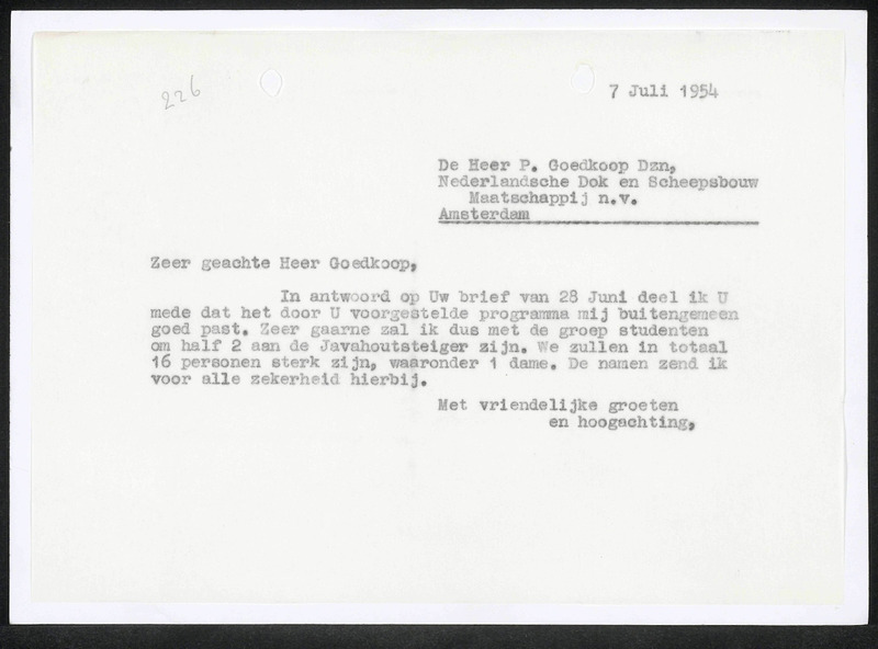 Letter to P. Goedkoop