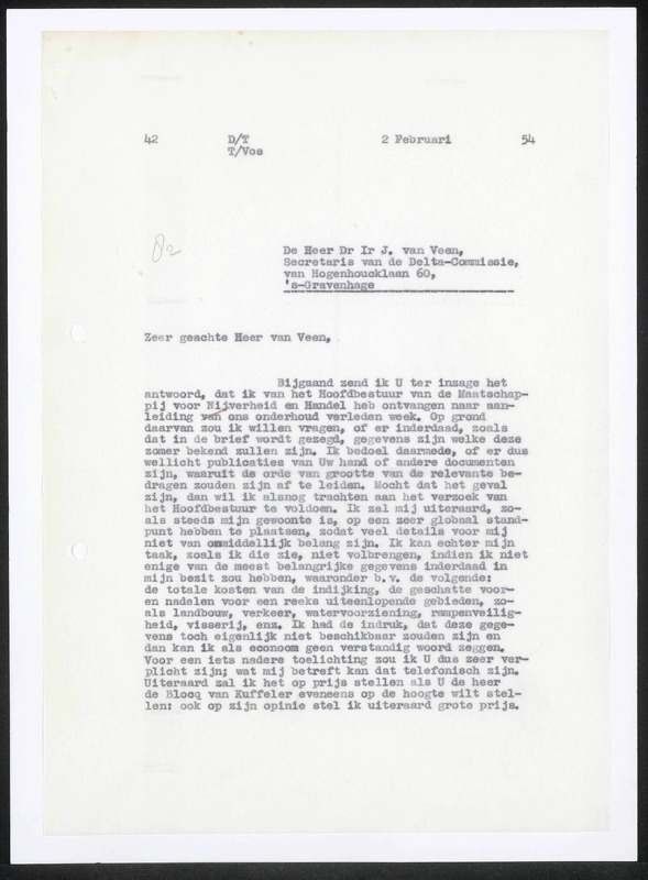 Letter to J. van Veen
