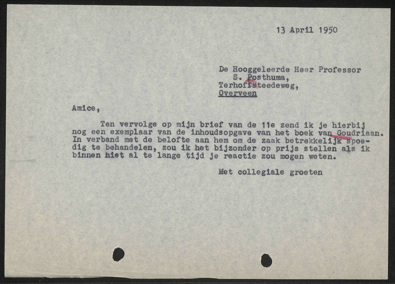 Letter to S. Posthuma
