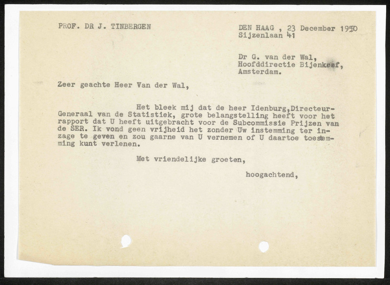 Letter to G. van der Wal
