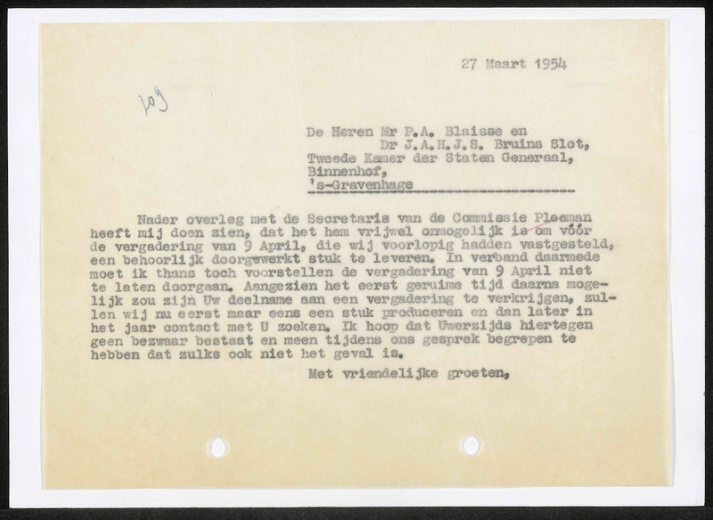 Letter to P.A. Blaisse