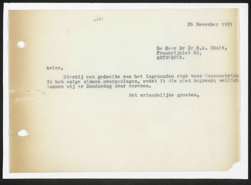 Letter to B.A. Chait