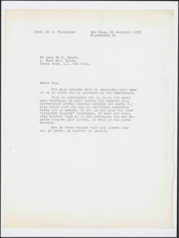 Letter to W. Brand