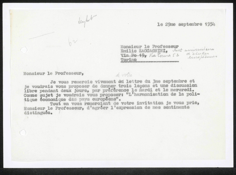 Letter to M.E. Zaccagnini