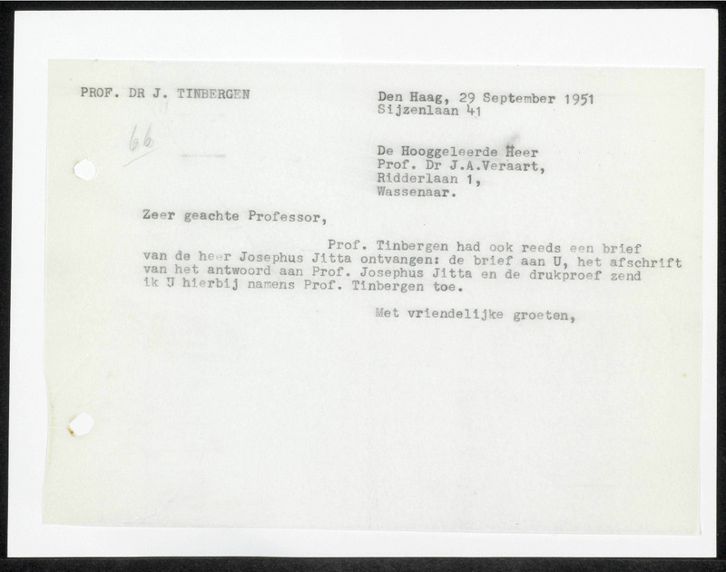 Letter to J.A. Veraart