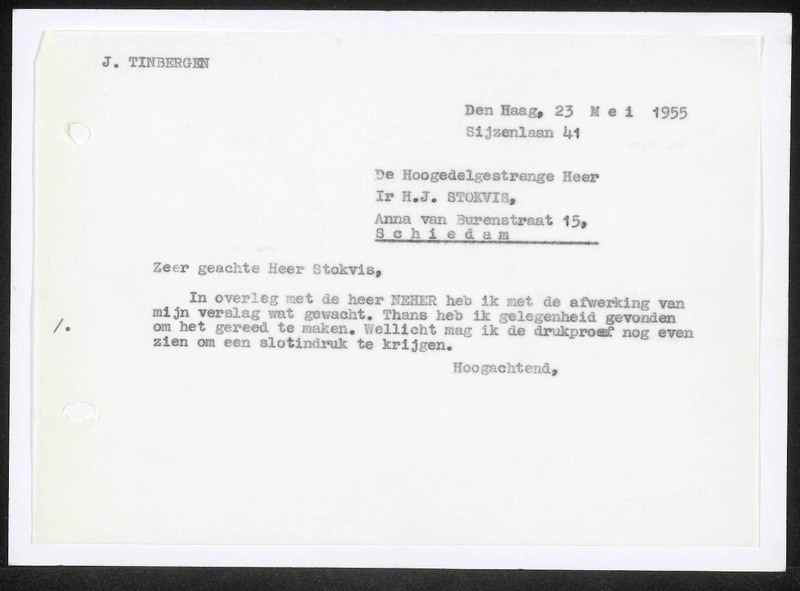Letter to H.J. Stokvis