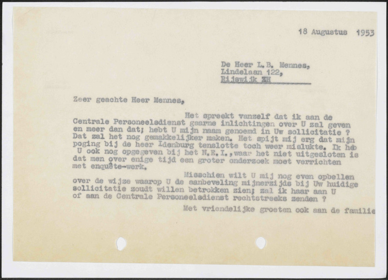 Letter to L.B. Mennes
