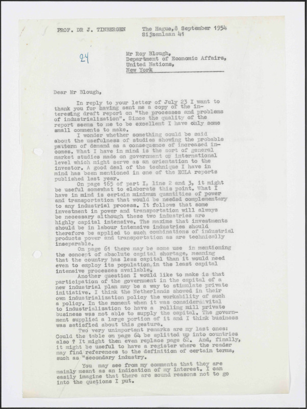 Letter to Roy Blough