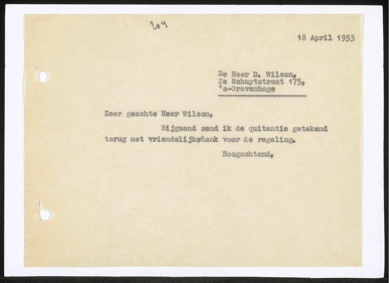 Letter to D. Wilson