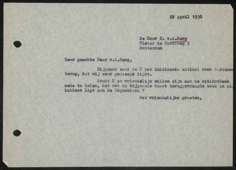 Letter to C. van den Berg