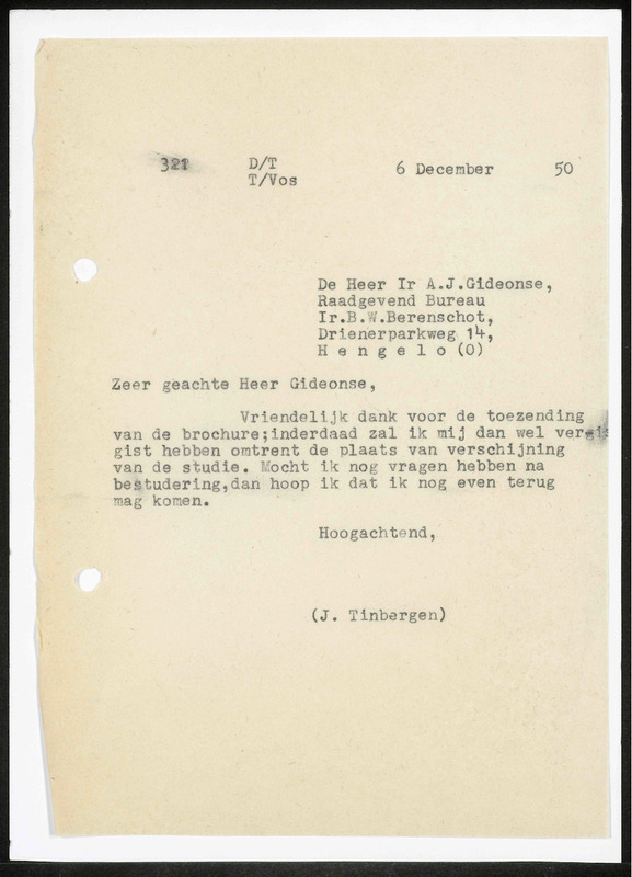 Letter to A.J. Gideonse