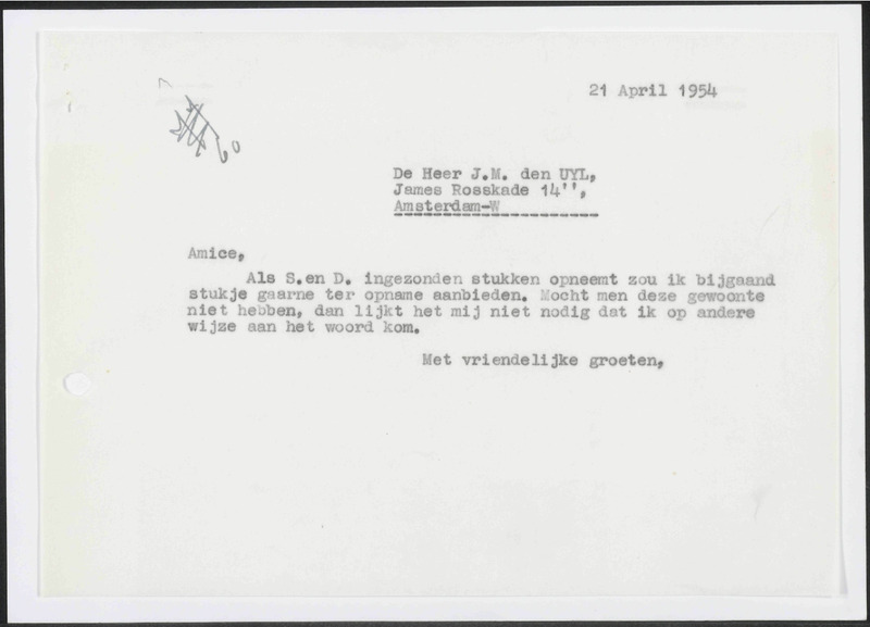 Letter to J.M. den Uyl
