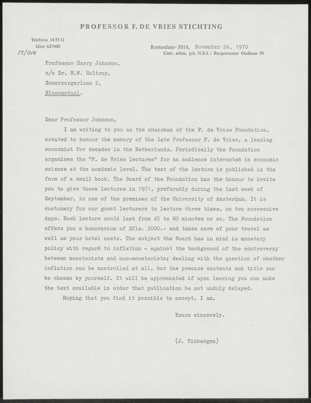Letter to Harry Johnson