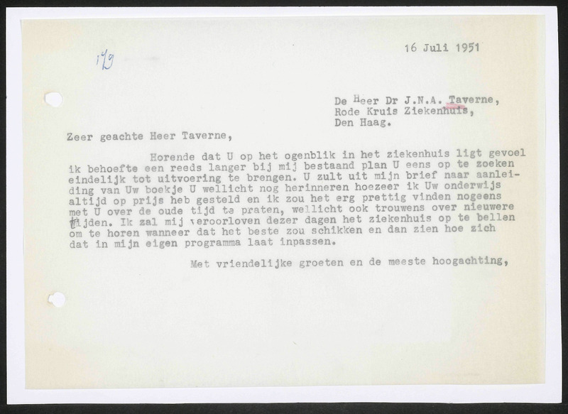 Letter to N.J.A. Taverne