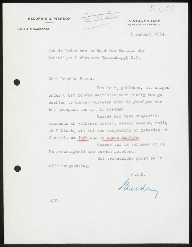 Letter to J.A.G. Sandberg