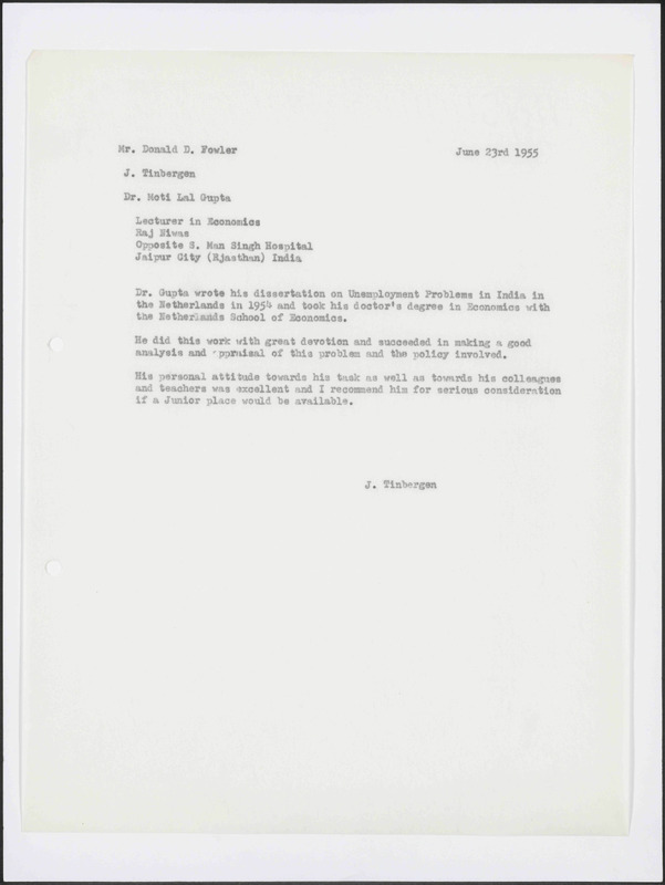 Letter to D.D. Fowler