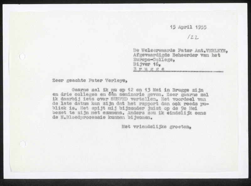 Letter to Verleye
