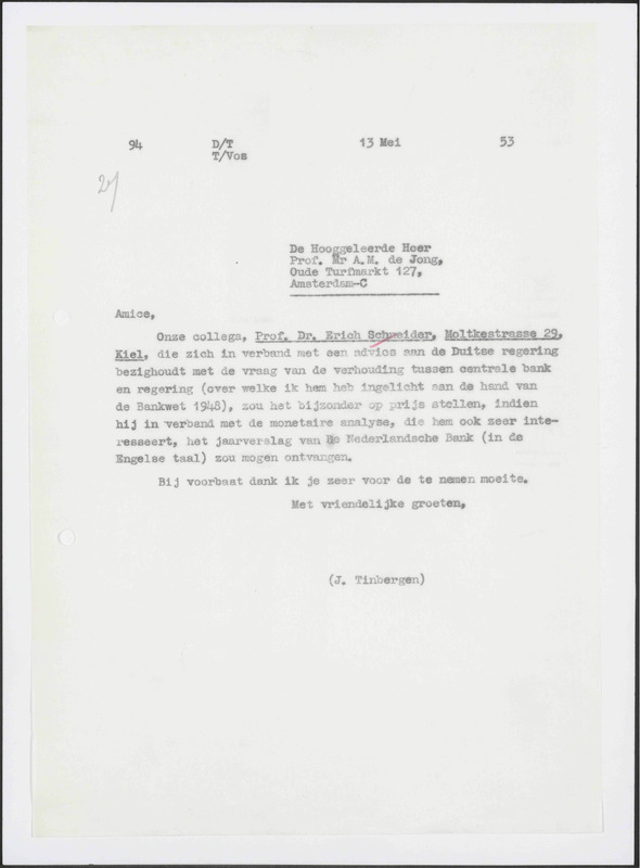 Letter to A.M. de Jong