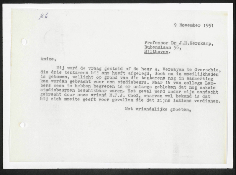 Letter to J.H. Kernkamp