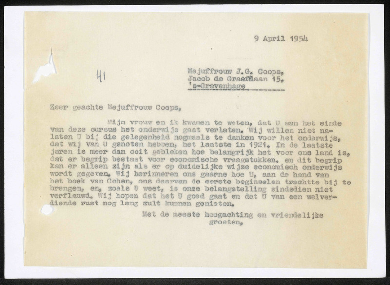 Letter to J.G. Coops
