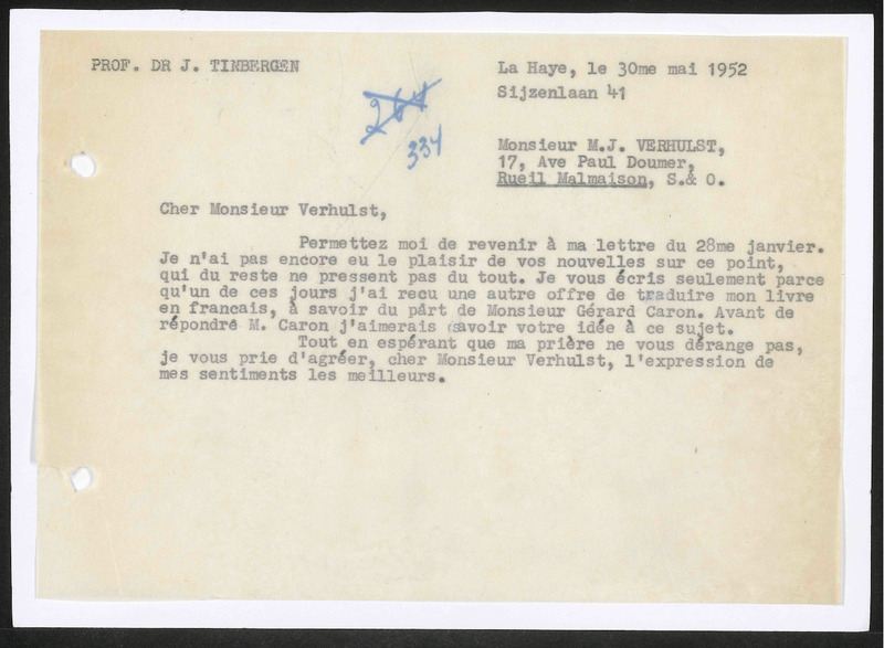Letter to M. Verhulst