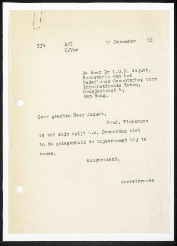 Letter to L.G.M. Jaquet