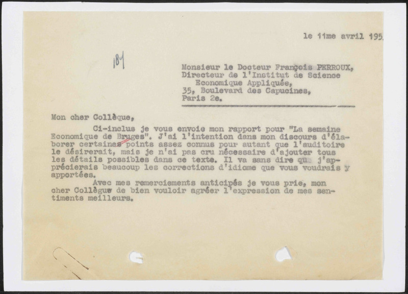 Letter to F. Perroux