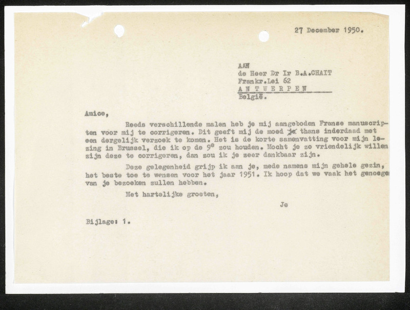 Letter to B.A. Chait