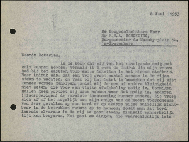 Letter to F.M.A. Schokking