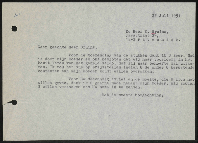 Letter to E. Bruins