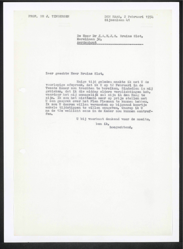 Letter to J.A.H.J.S. Bruins Slot