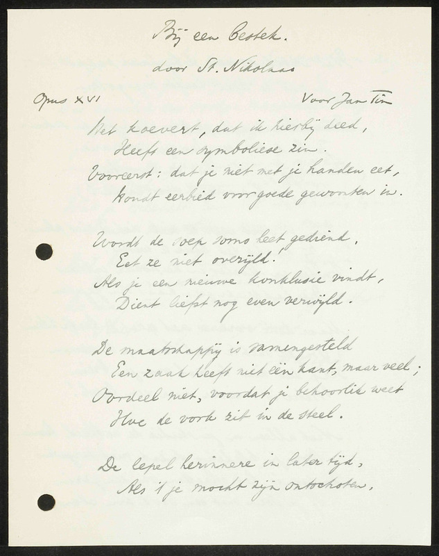 Letter to J. Tinbergen