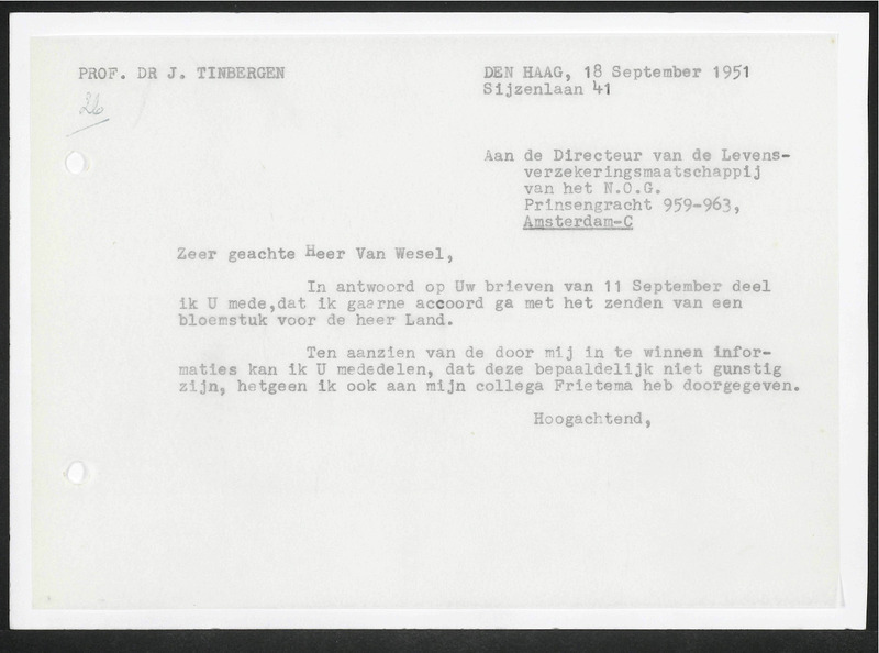 Letter to van Wesel