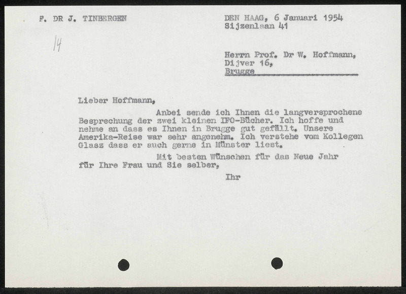 Letter to Walther Hoffmann