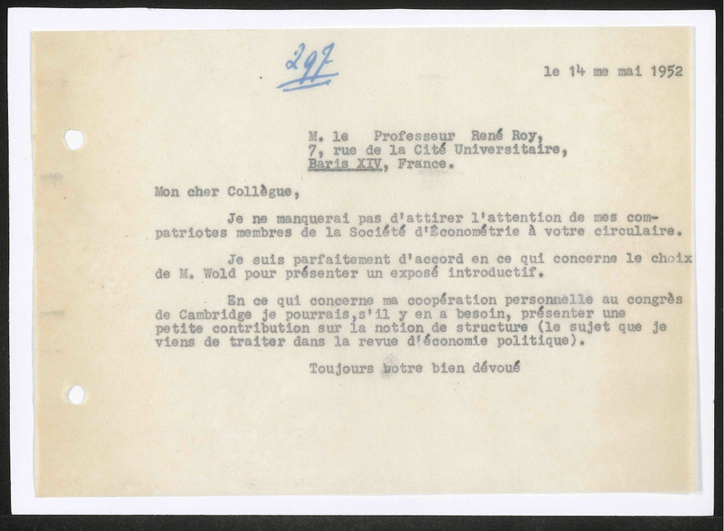 Letter to R. Roy