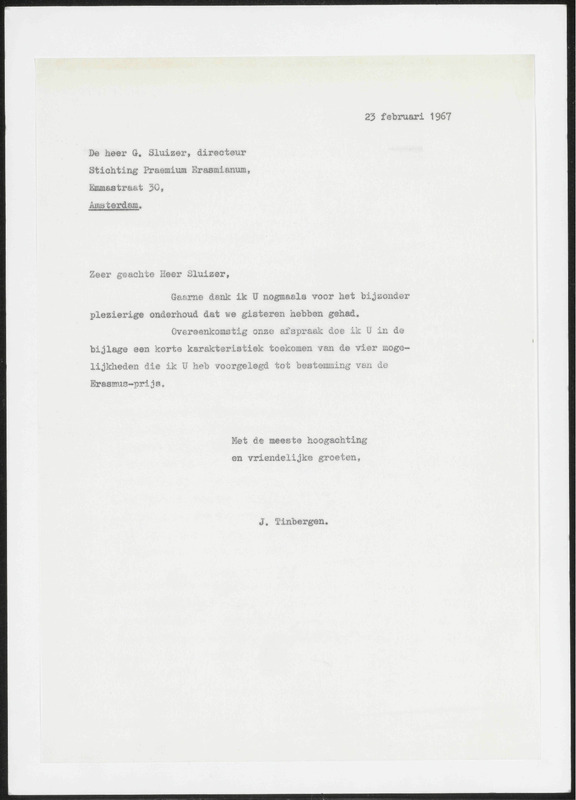 Letter to G. Sluizer
