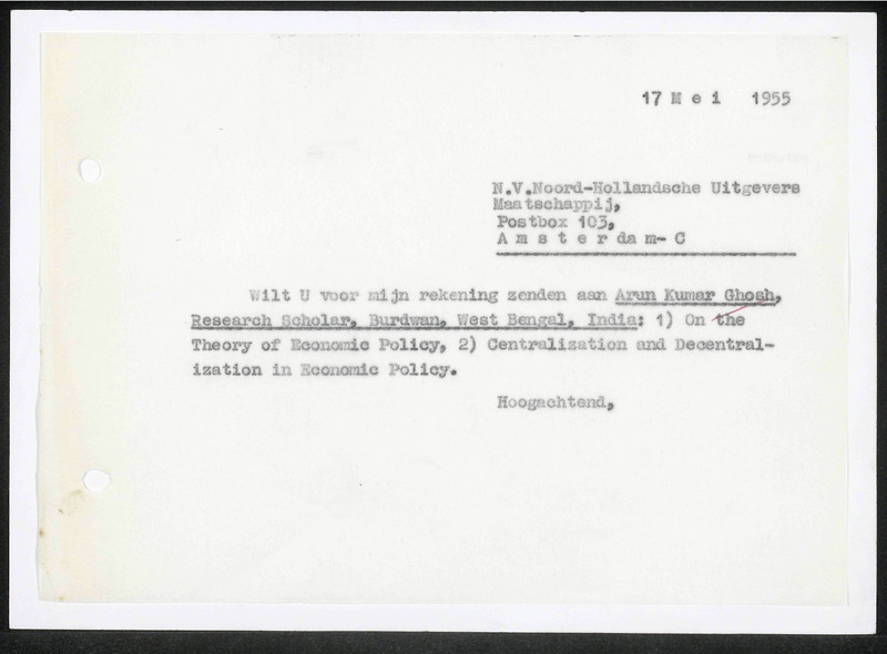 Letter to N.V. Noord-Hollandsche Uitgevers Maatschappij